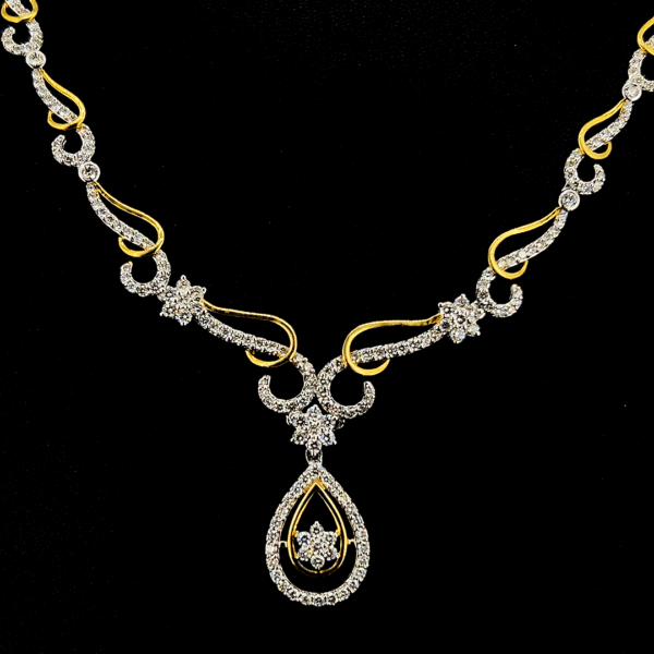 Elegant Silver & Gold Plated Set with Leaf Earrings and Necklace